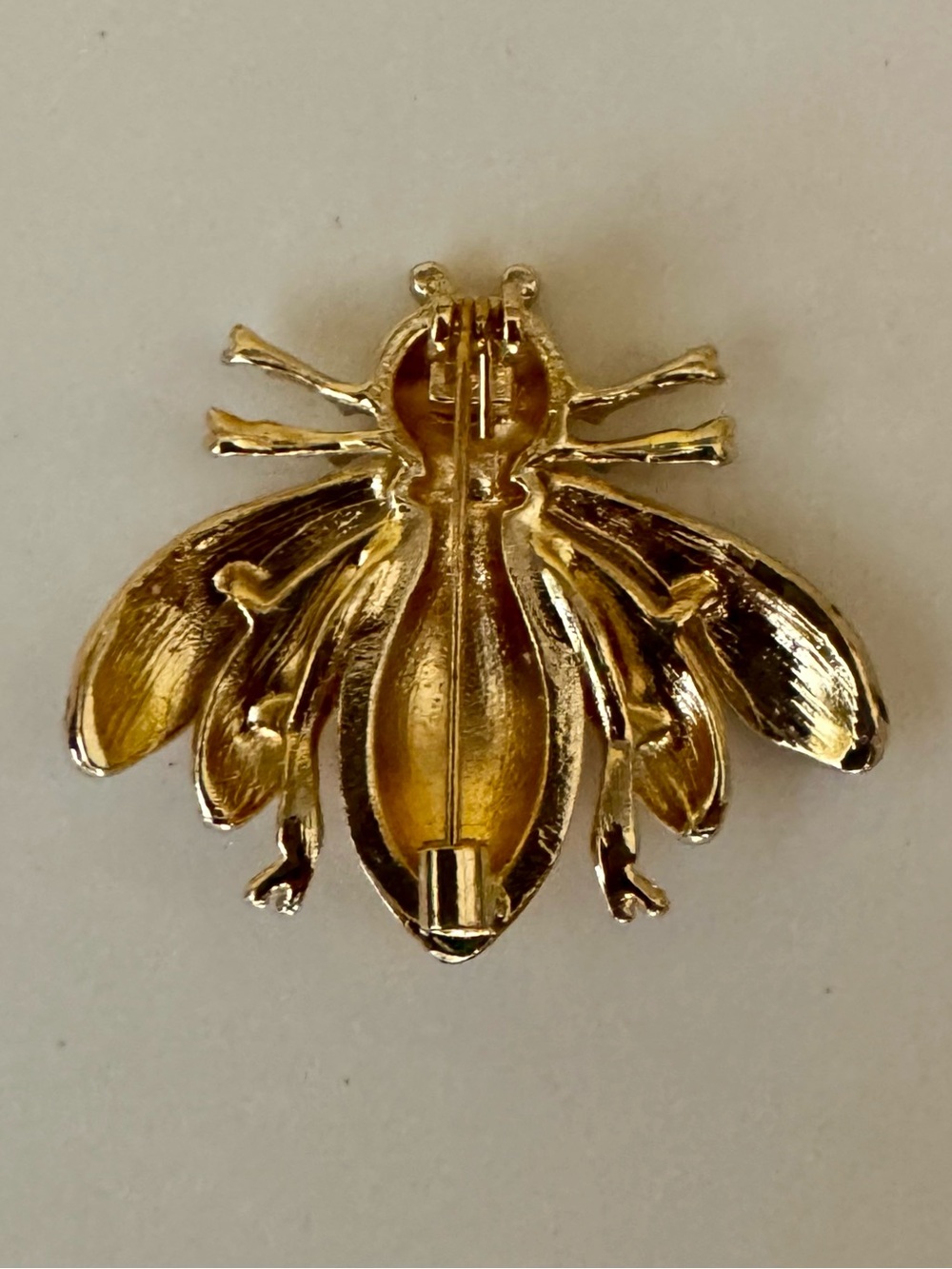 Gold Tone Amber Enamel Bee Statement Brooch - Picture 2 of 4